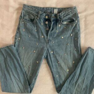 &Denim Women’s Jeans Silver Studs High Waisted 27 X 28